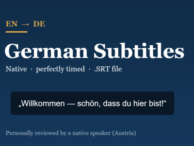 Professional German subtitles (SRT) for your English video