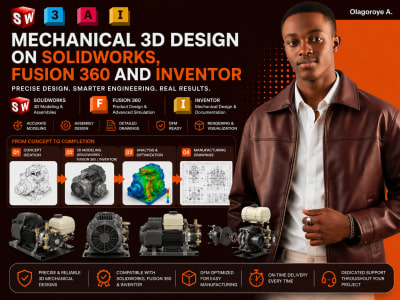 Mechanical 3D Design CAD On Solidworks Fusion 360 and Inventor