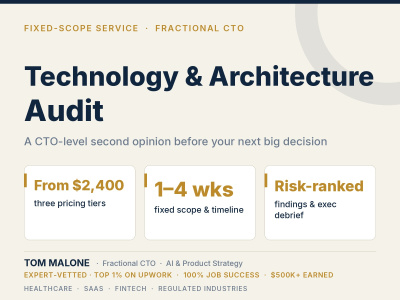 A CTO-level technology audit and Second Opinion on your platform and team