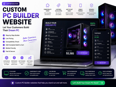 A custom PC Builder website or Shopify PC configurator