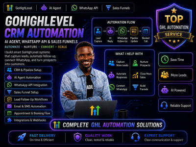 Gohighlevel CRM automation, ai agent, whatsapp API and sales funnels