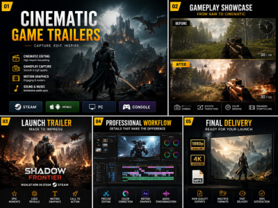 A create a cinematic game trailer or gameplay video that captures attention