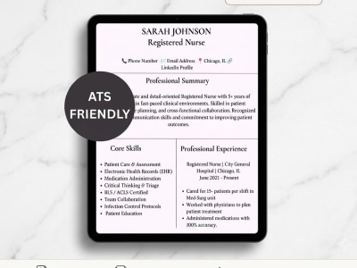 A professional ATS-friendly nurse resume and cover letter in Canva
