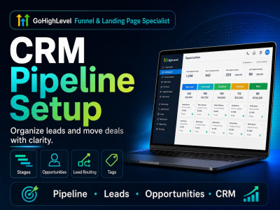 Organized GHL pipeline setup with stages, tags, opportunities, and routing