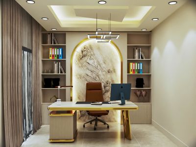 A Modern Office Interior with Realistic 3D Render & Floor Layout