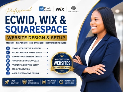 Ecwid website design Wix ecommerce store setup and Squarespace website