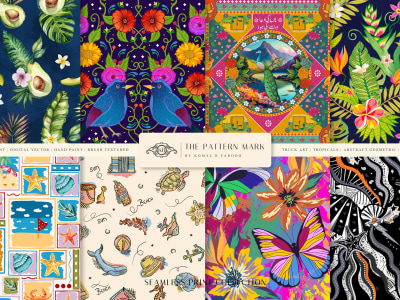 Seamless digital fabric prints and surface patterns