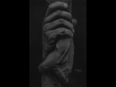 A stunning black charcoal portrait on A3 size white sheet