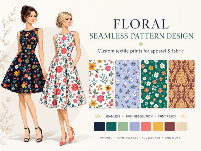 An original seamless floral pattern for textile and fabric printing