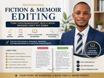 Copy, line edit, refine your fiction novel, memoir, beta read manuscript