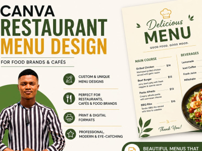 Design a Professional Canva Restaurant Menu for Your Food Brand