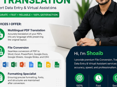 PDF to word,excel google docs, powerpoint, typing,tranlation