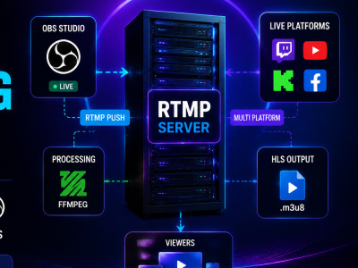 A custom RTMP live streaming server setup