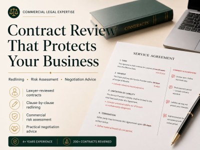 A redlined commercial contract with a clear risk report