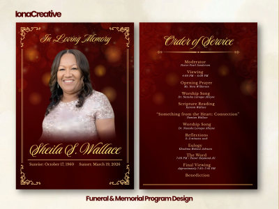 Custom funeral, memorial, or obituary program design