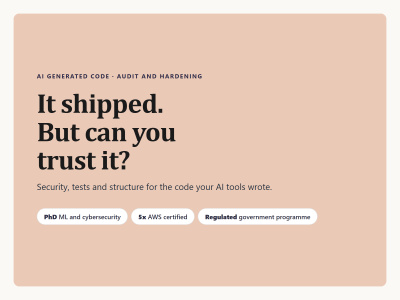 AI generated code audited and hardened for production, security and tests