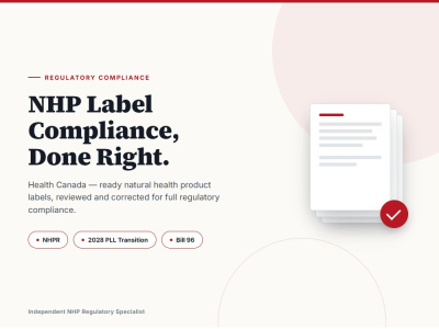 NHP label compliance review for Health Canada (2028 PLL)