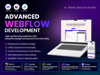 Advanced Webflow Development with Relume, Finsweet, GSAP, Make & Stripe