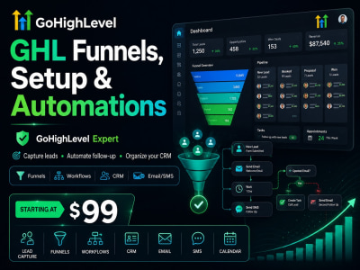 Advanced GoHighLevel Funnels, CRM Setup, Workflows, and GHL Automations
