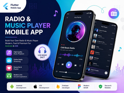 A Radio & Music Player App for Android & iOS | Flutter Developer
