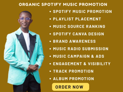 Organic spotify music promotion through music genres website and playlist