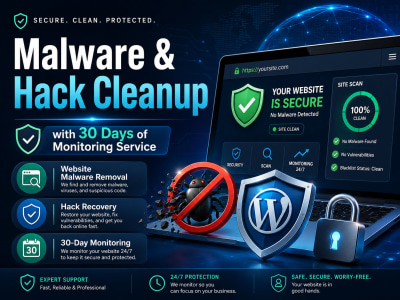 Malware and hack cleanup with 30 days of monitoring services
