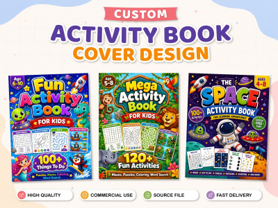 Custom activity book cover design for kids