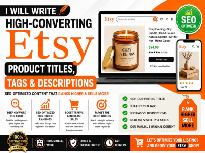 High-Converting Etsy Product Titles, Tags & Descriptions