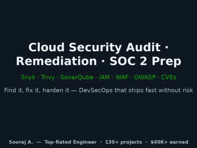 A cloud security audit with vulnerability remediation and SOC 2 prep