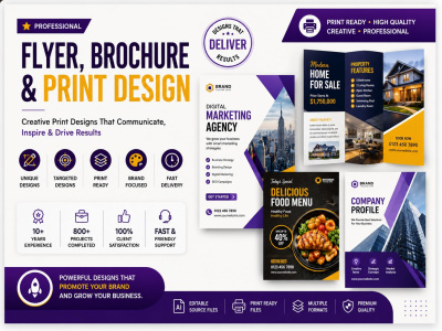 Professional flyer, brochures and print marketing materials