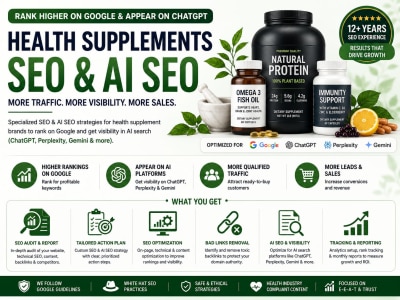 Health Supplement SEO & AI SEO to rank on Google & ChatGPT, Claude, Gemini