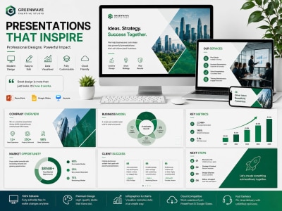 A modern pitch deck, PowerPoint presentation and Google Slides design