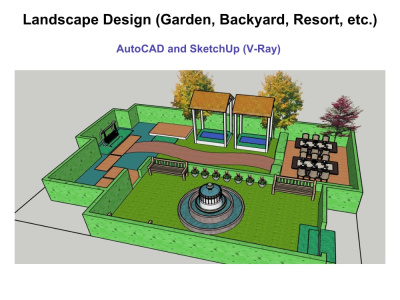Landscape Design 2D/3D for Garden, Backyard and Resorts