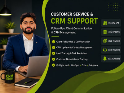 Customer service and CRM support for follow-ups and client communication