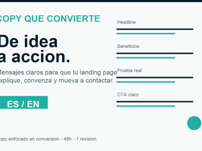 Conversion-focused landing page copy in Spanish or English