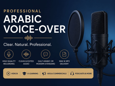 A professional Arabic voice-over with clean, clear, and edited audio