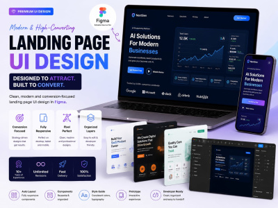 Modern landing page UI design in Figma that converts visitors into customer