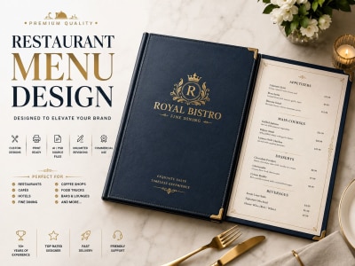 A modern restaurant menu, cafe menu and food menu design