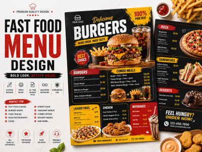 A modern restaurant menu, cafe menu and food menu design