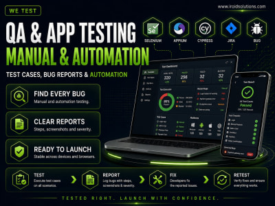 QA Testing, App Testing, Manual & Automation Testing, Bug Report