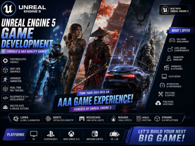A realistic Unreal Engine 5 game with AAA graphics, and console ready setup