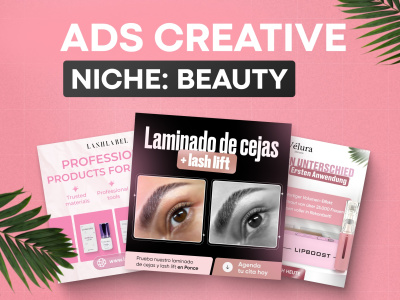 Beauty & skincare ad creatives, cosmetics static ads high-converting design