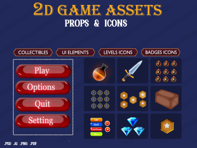 Game Assets, Icons, Props & UI Elements Design
