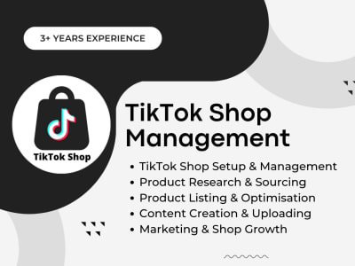 TikTok Shop Management, Product Research, Listings & Marketing