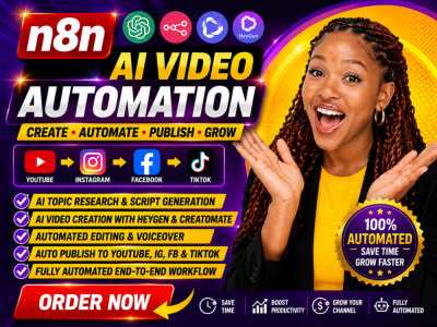 N8n ai video automation creatomate heygen instagram facebook tiktok youtube