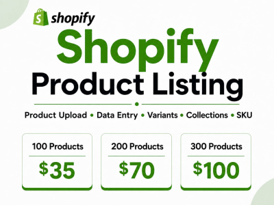Shopify Product Listing, Upload, Data Entry & Store Management