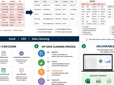 Clean and organized Excel or CSV data