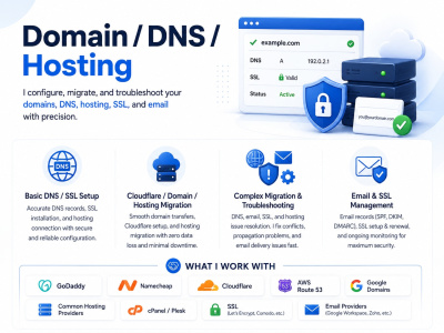 Domain, DNS, SSL, Cloudflare and hosting issues fixed