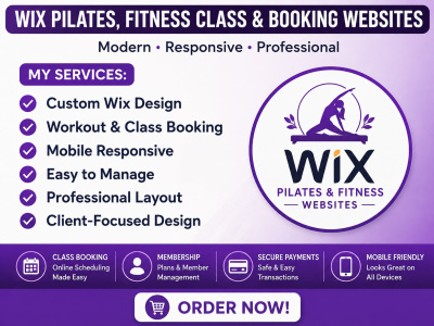 Create wix pilates website fitness class website booking website
