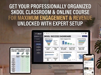A professionally organized Skool classroom and online course